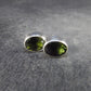 Facetted Moldavite Tektite Stud Earrings in Sterling Silver from Czech Republic - 2.39 Grams