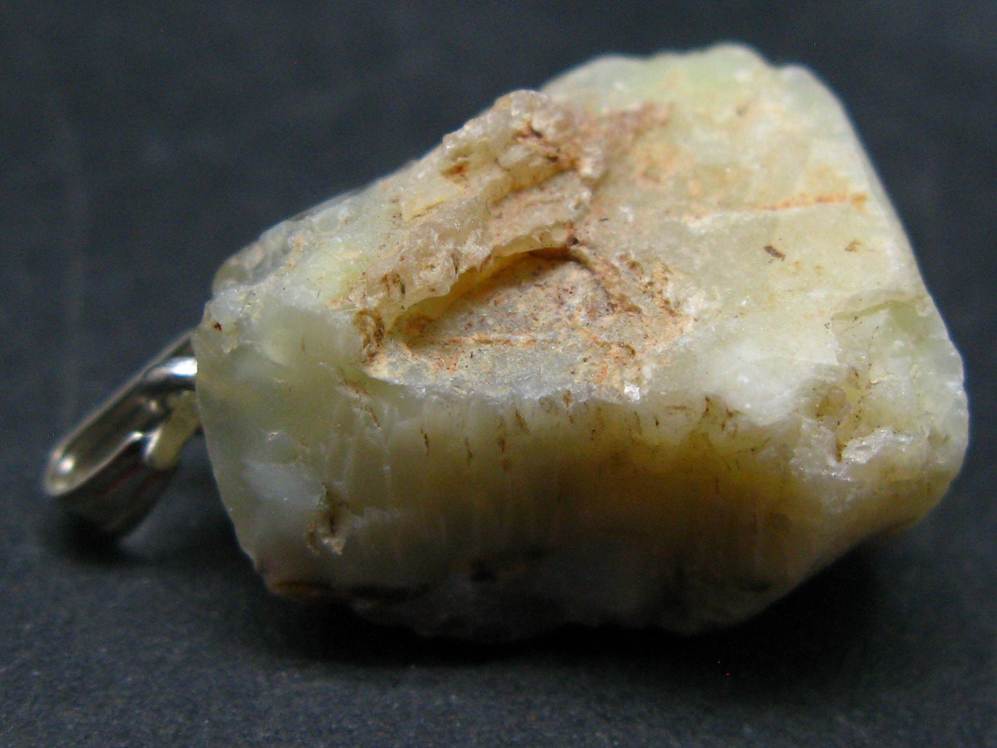 Rare Natural Rough Cat's-Eye Opal With 925 Silver Pendant from Tanzania - 1.2"