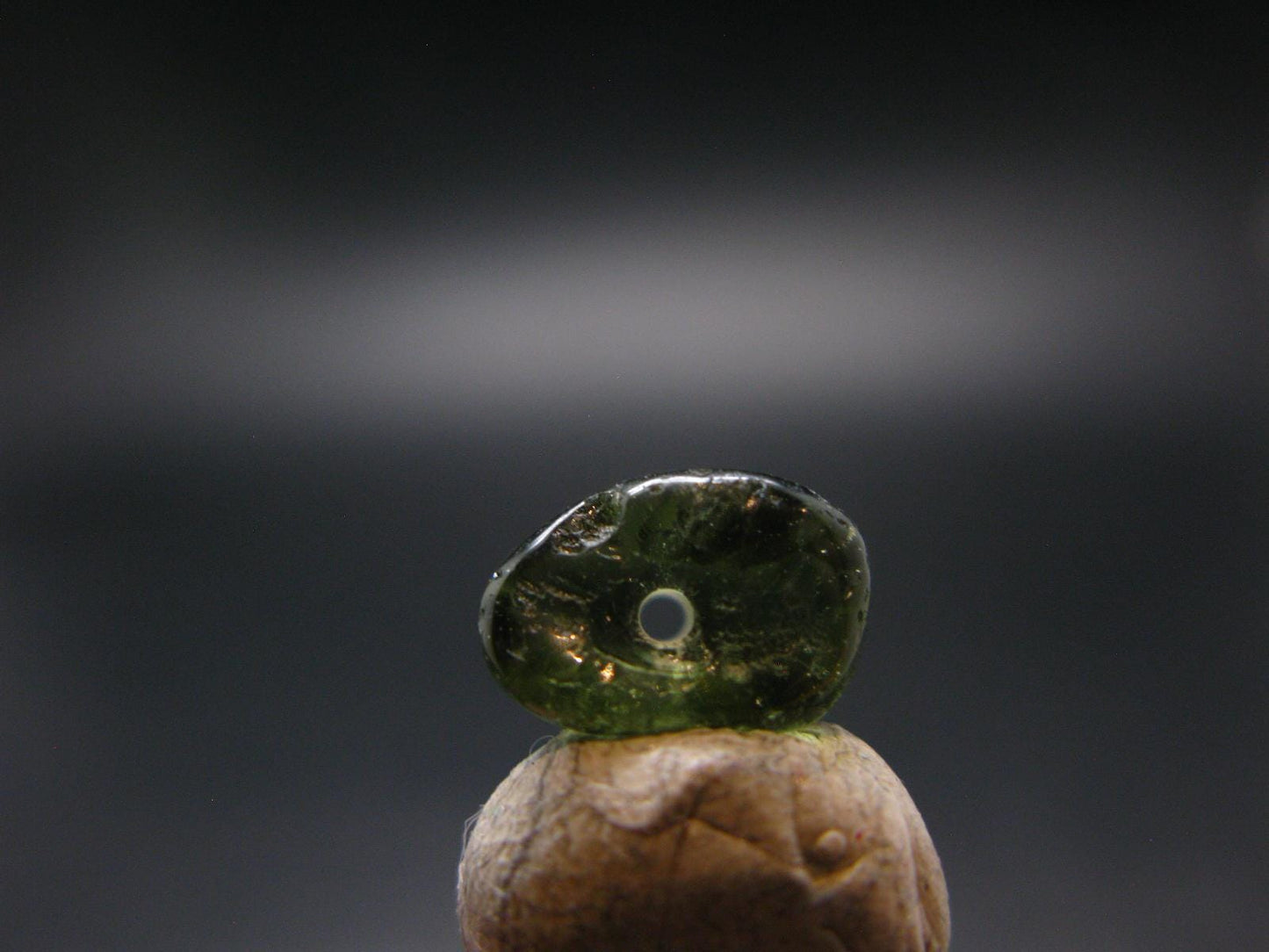 Moldavite Tektite Tumbled Bead from Czech Republic - 12 mm - 3.55 Carats