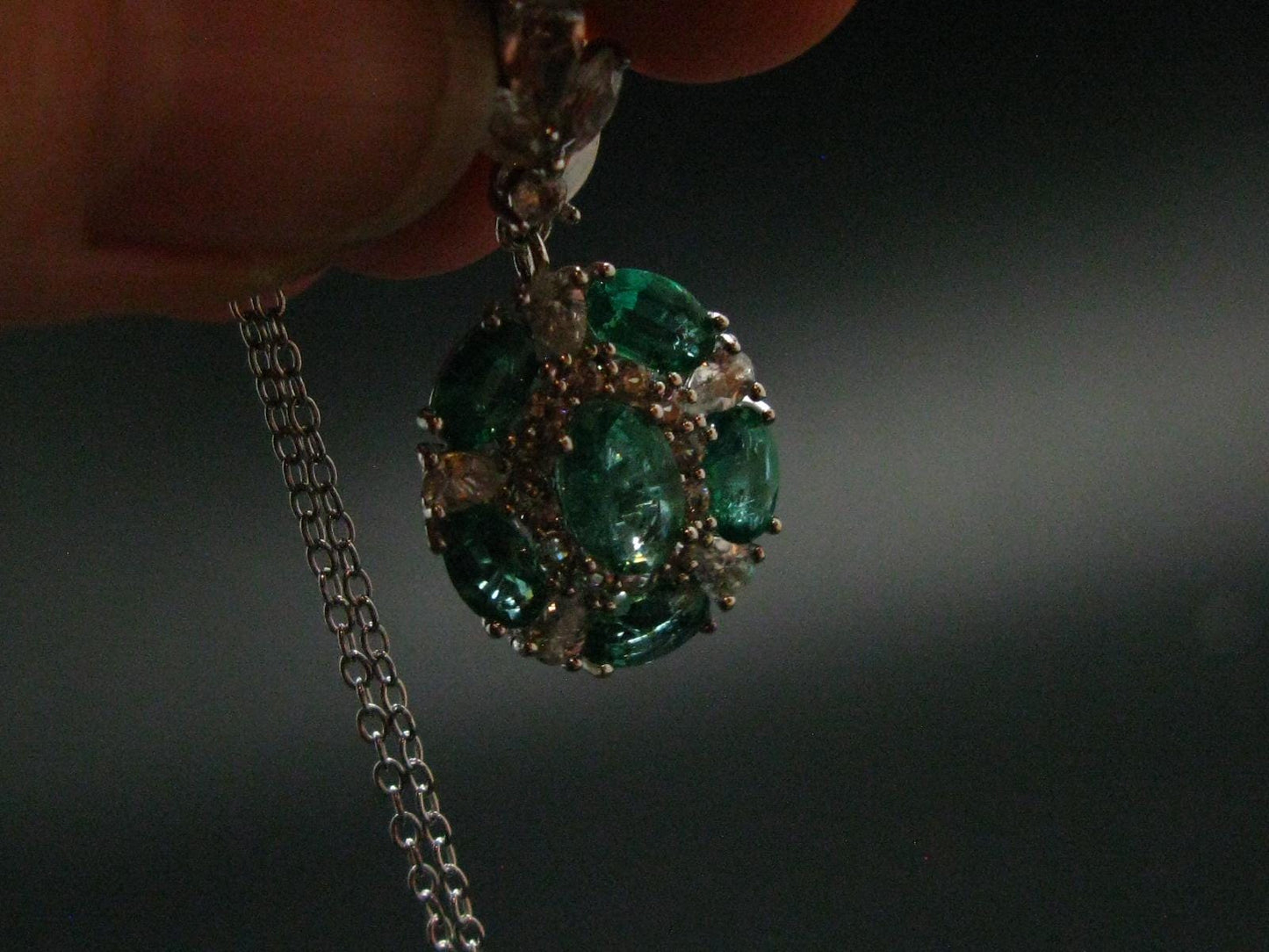 Emerald Silver Pendant W/Chain From Colombia - 3.42 Grams Total