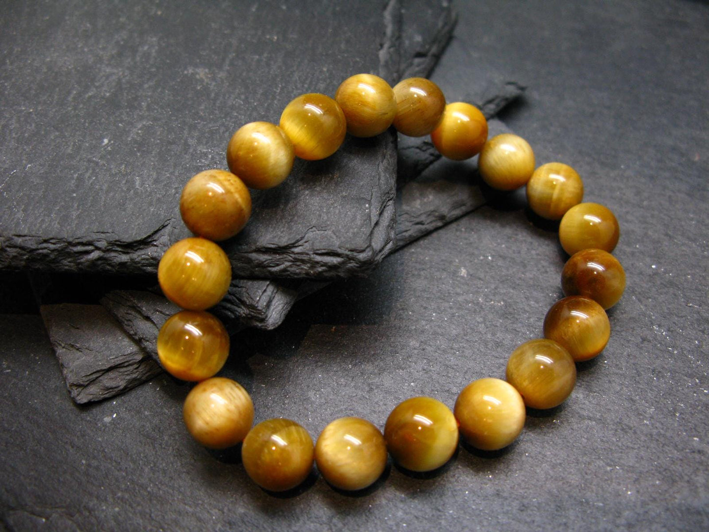 Golden Tiger Eye Genuine Bracelet ~ 7 Inches ~ 10mm Round Beads