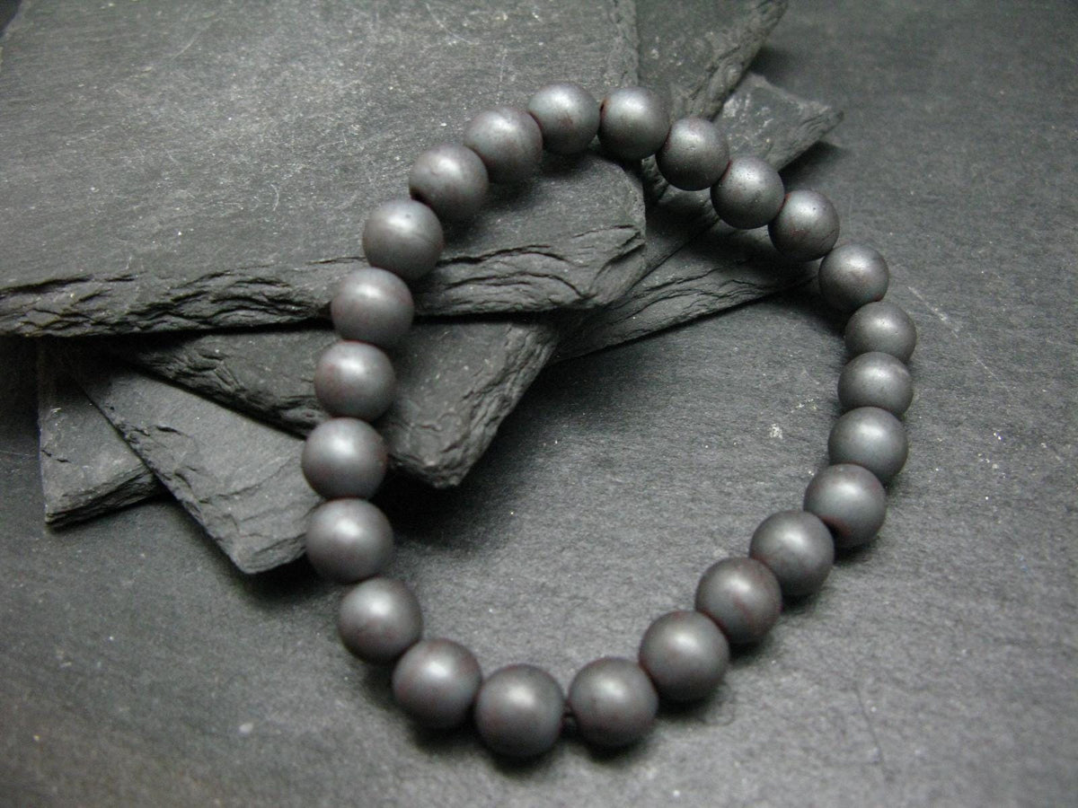 Hematite Genuine Bracelet ~ 7 Inches ~ 8mm Round Matte Beads