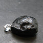 Tibetan Black Tektite Silver Pendant From Tibet - 0.9" - 3.36 Grams