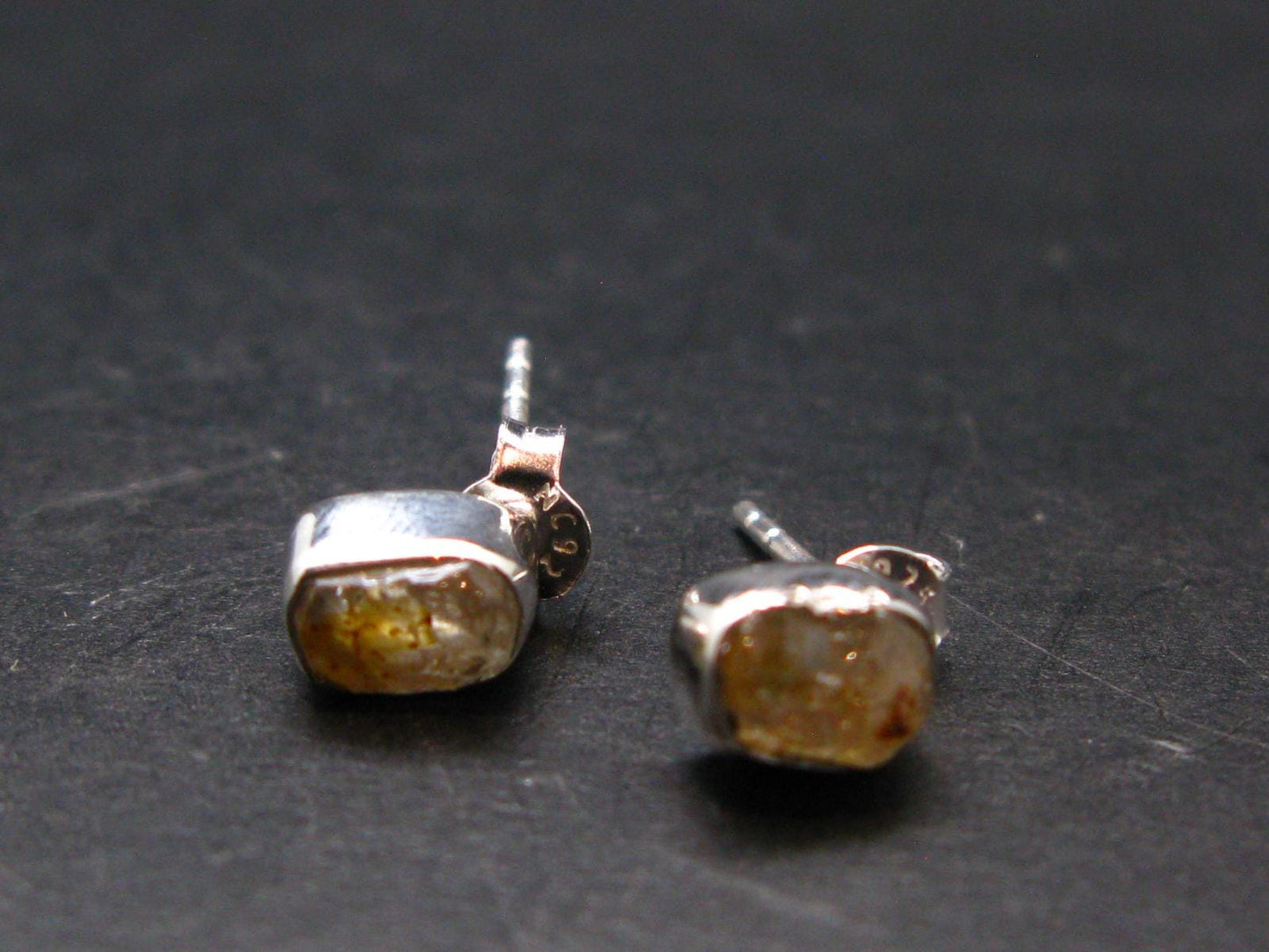 Herderite Stud Earrings Sterling Silver From Brazil - 1.32 Grams