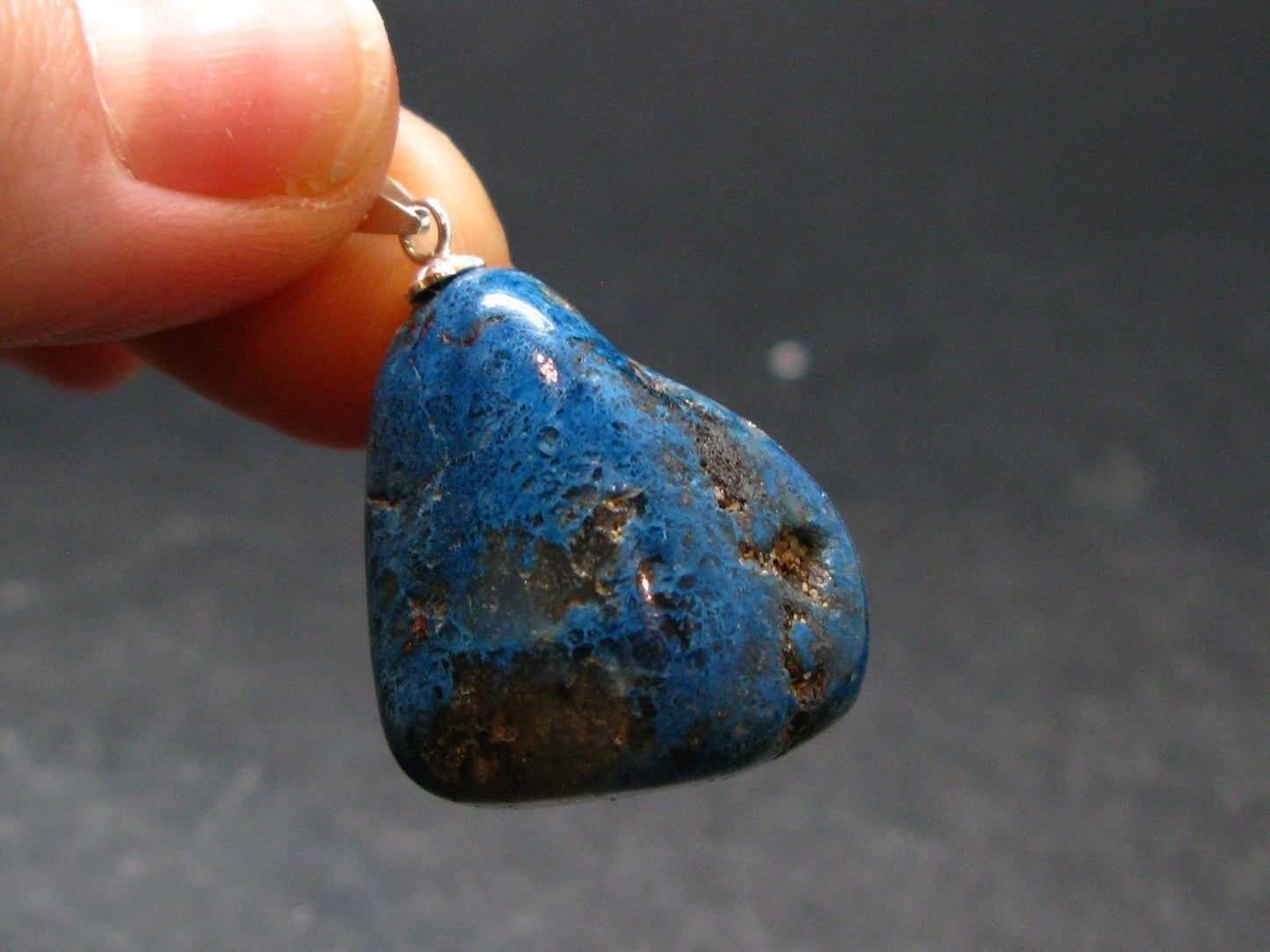 Shattuckite Silver Pendant from Namibia - 1.2" - 9.78 Grams