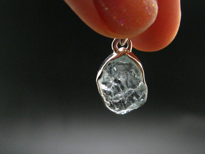 Fantastic Gemmy Aquamarine Crystal Silver Pendant From Brazil - 0.7"