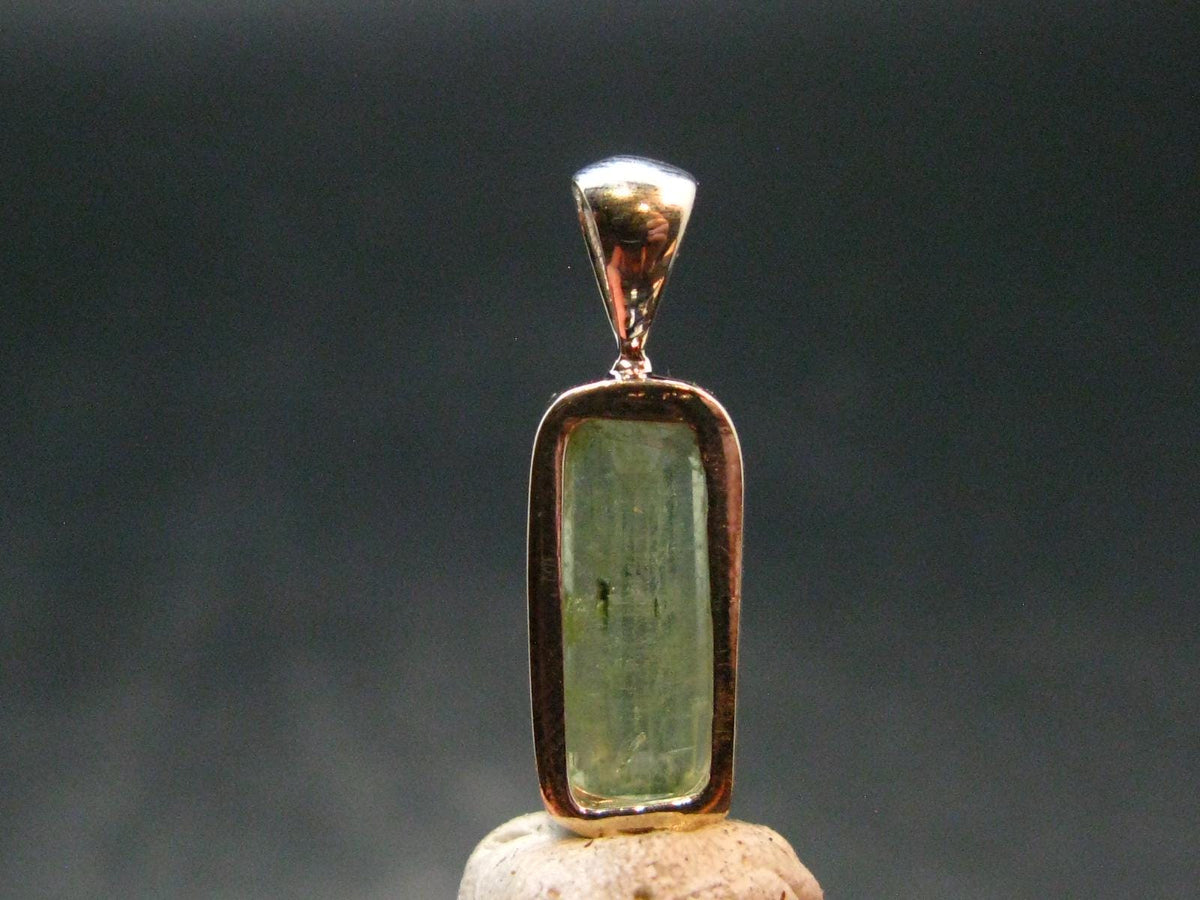Green Kyanite Crystal Silver Pendant From Tanzania - 0.8" - 1.74 Grams