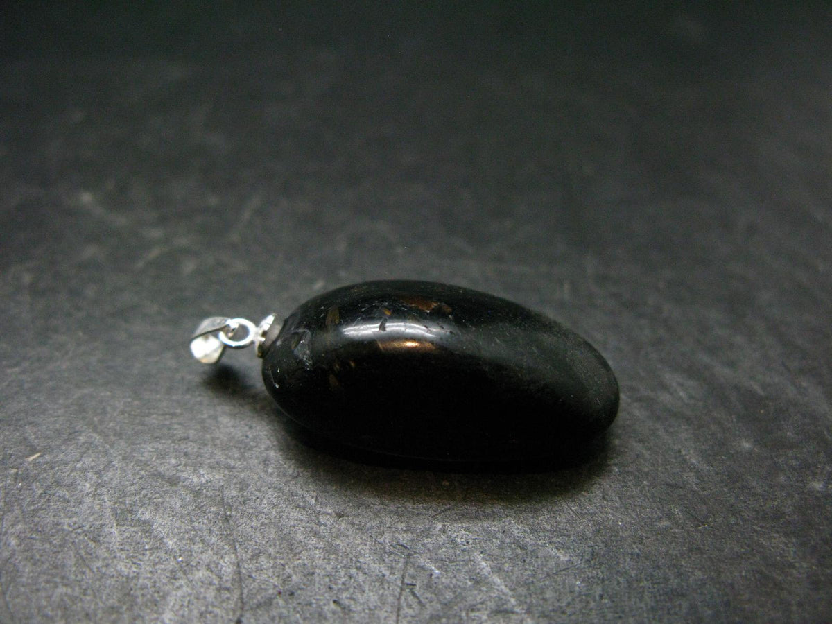 Very Rare Sterling Silver Nuumite Nuummite Pendant From Greenland - 1.4" - 8.34 Grams