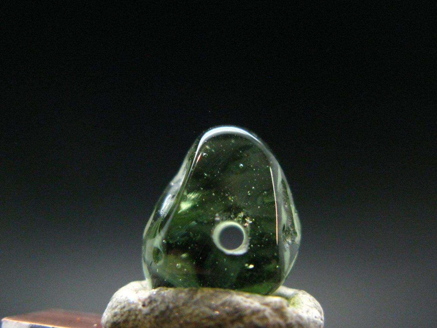 Moldavite Tektite Tumbled Bead from Czech Republic - 10 mm - 3.10 Carats