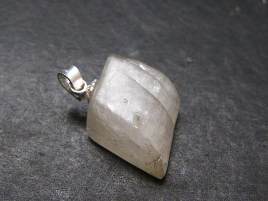 Clear Petalite Crystal Silver Pendant from Brazil - 1.0" - 3.74 Grams