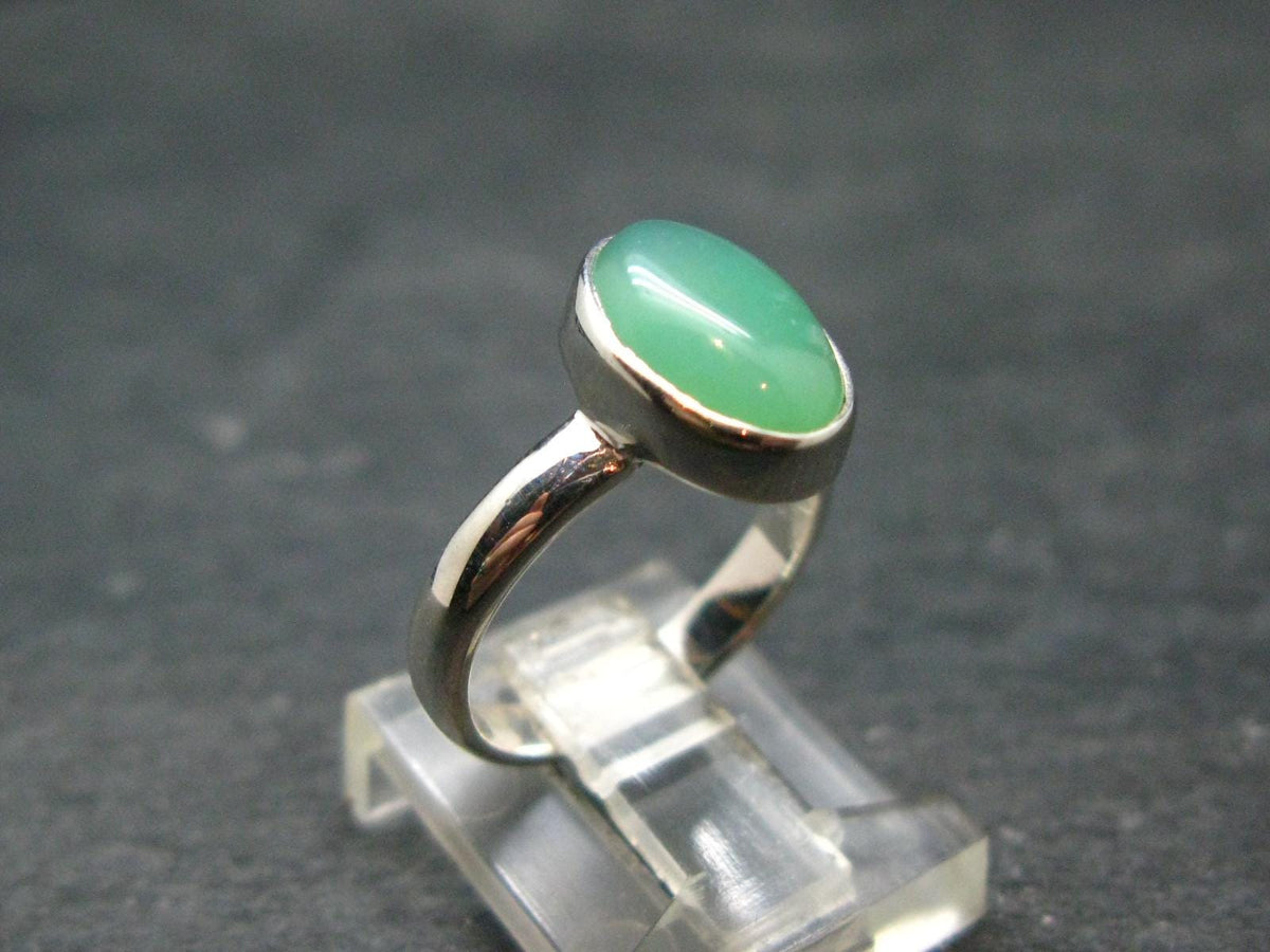 Natural Apple Green Chrysoprase 925 Sterling Silver Ring From Australia - 2.72 Grams - Size 5