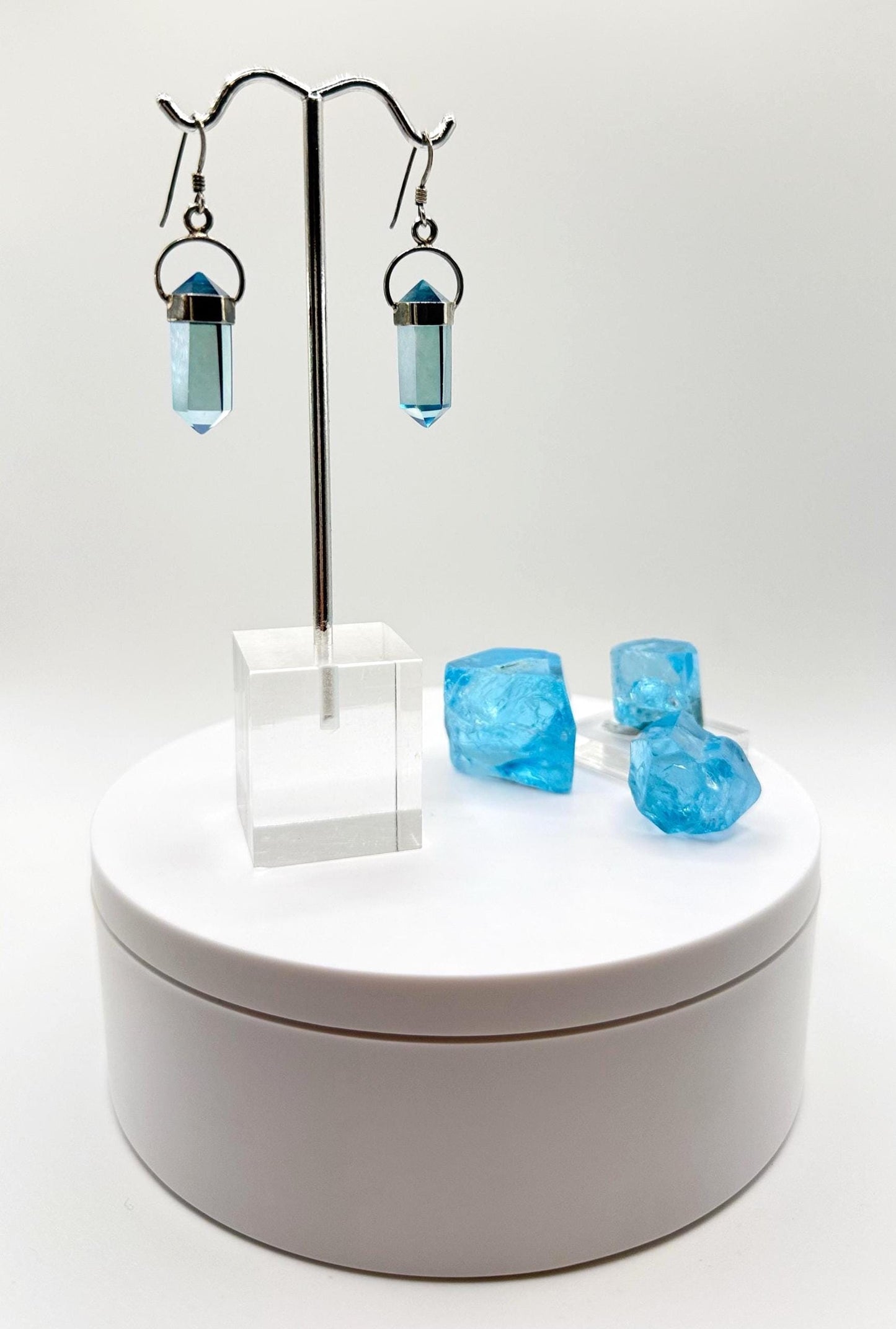 Swiss Blue Topaz Point Earrings in Sterling Silver - Weight 6.57 Grams