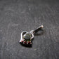 Moldavite Tektite & Red Garnet Silver Pendant from Czech Republic - 0.7"