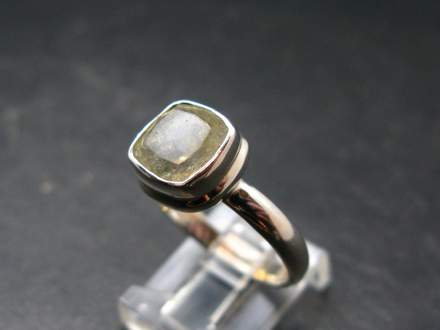 Libyan Desert Glass Tektite Sterling Silver Ring from Libya - Size 9 - 3.89 Grams