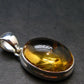 Yellow Citrine Gem Oval Sterling Silver Pendant From Brazil - 1.1" - 6.22 Grams