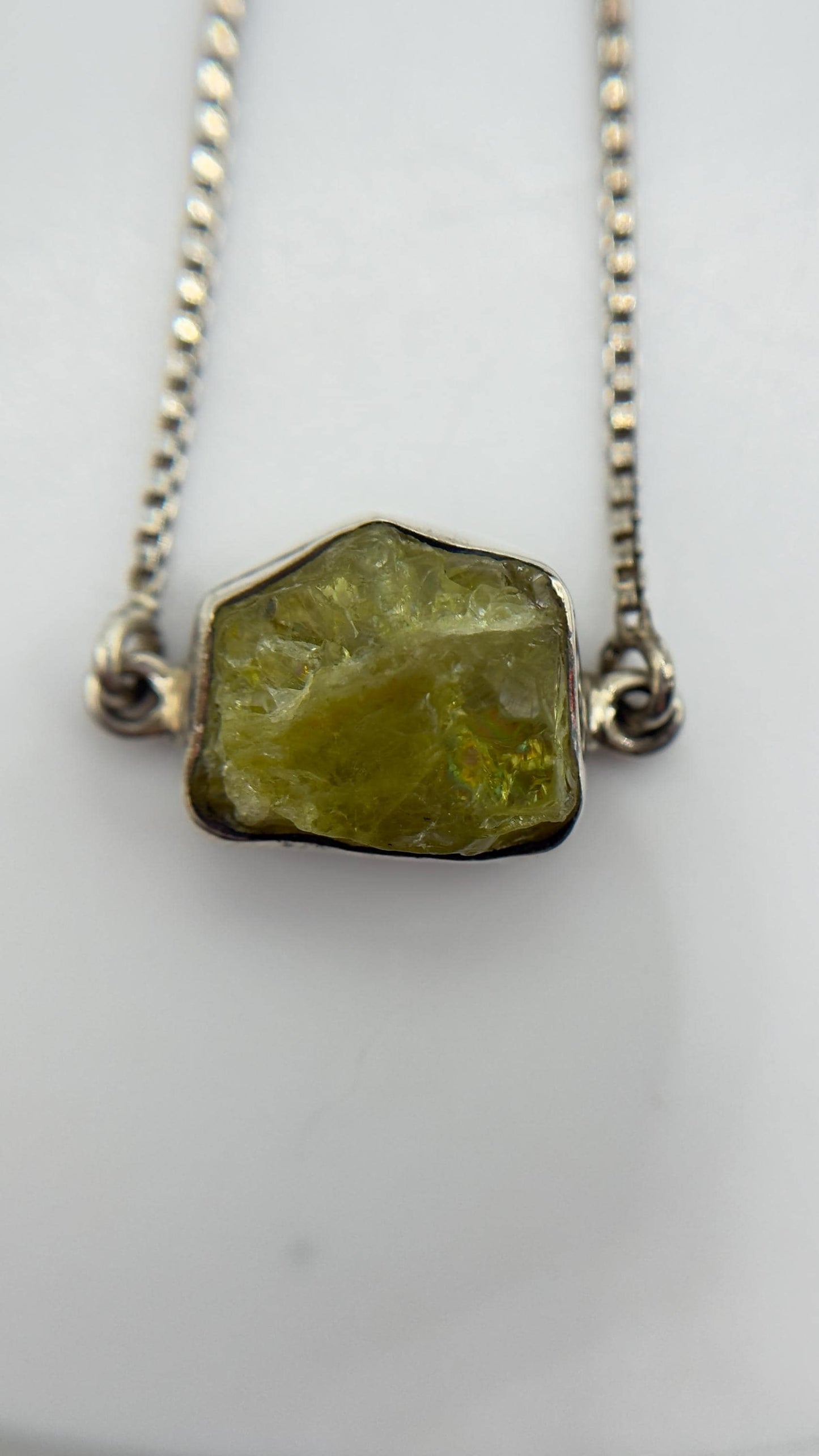 Raw Chrysoberyl Adjustable Bracelet Yellow Green Gemstone Silver Crystal Bracelet