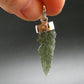 Moldavite Tektite Silver Clover Pendant from Czech Republic - 1.7" - 2.5 Grams