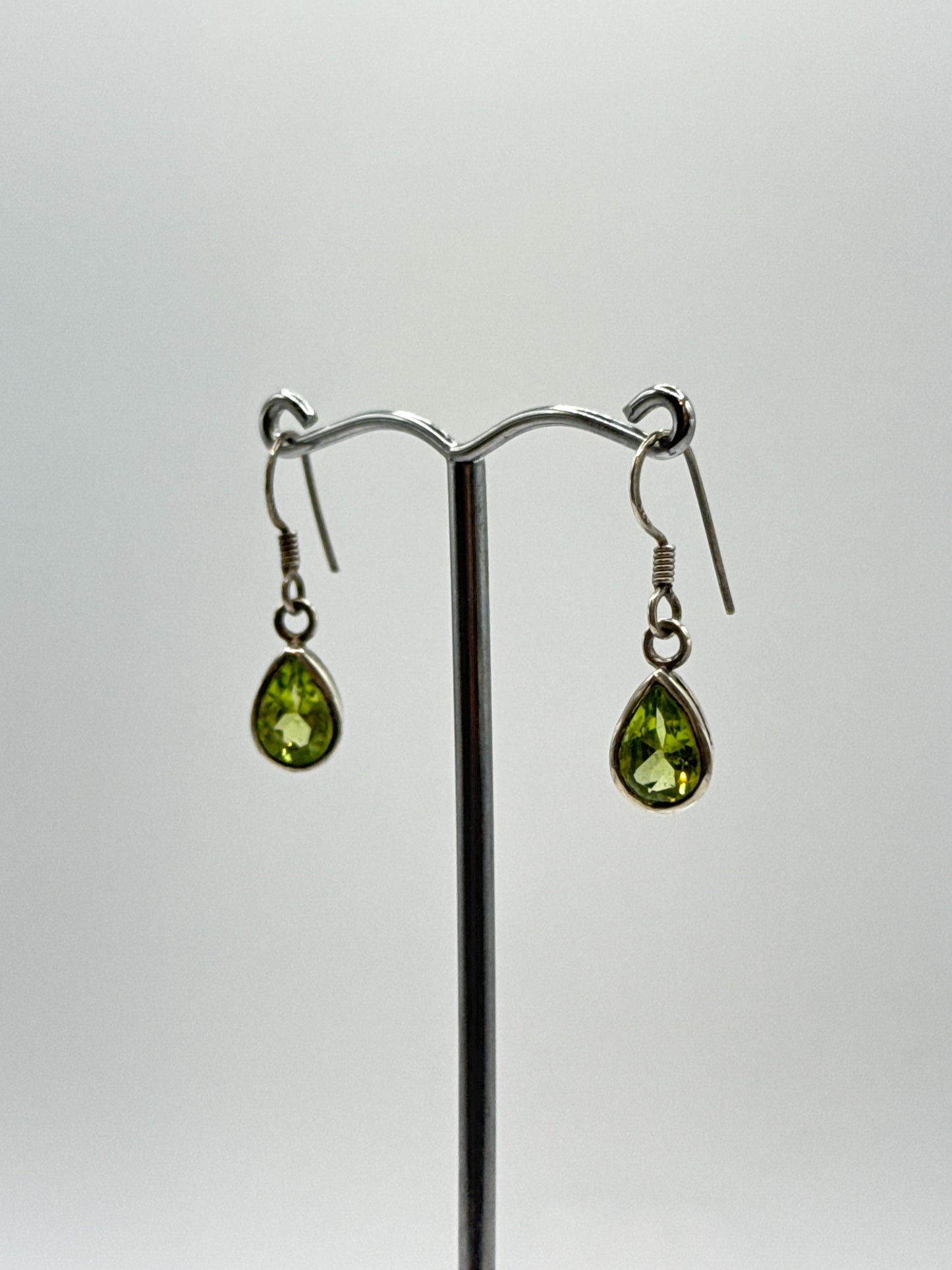 Peridot Teardrop Dangle Earrings | Sterling Silver August Birthstone