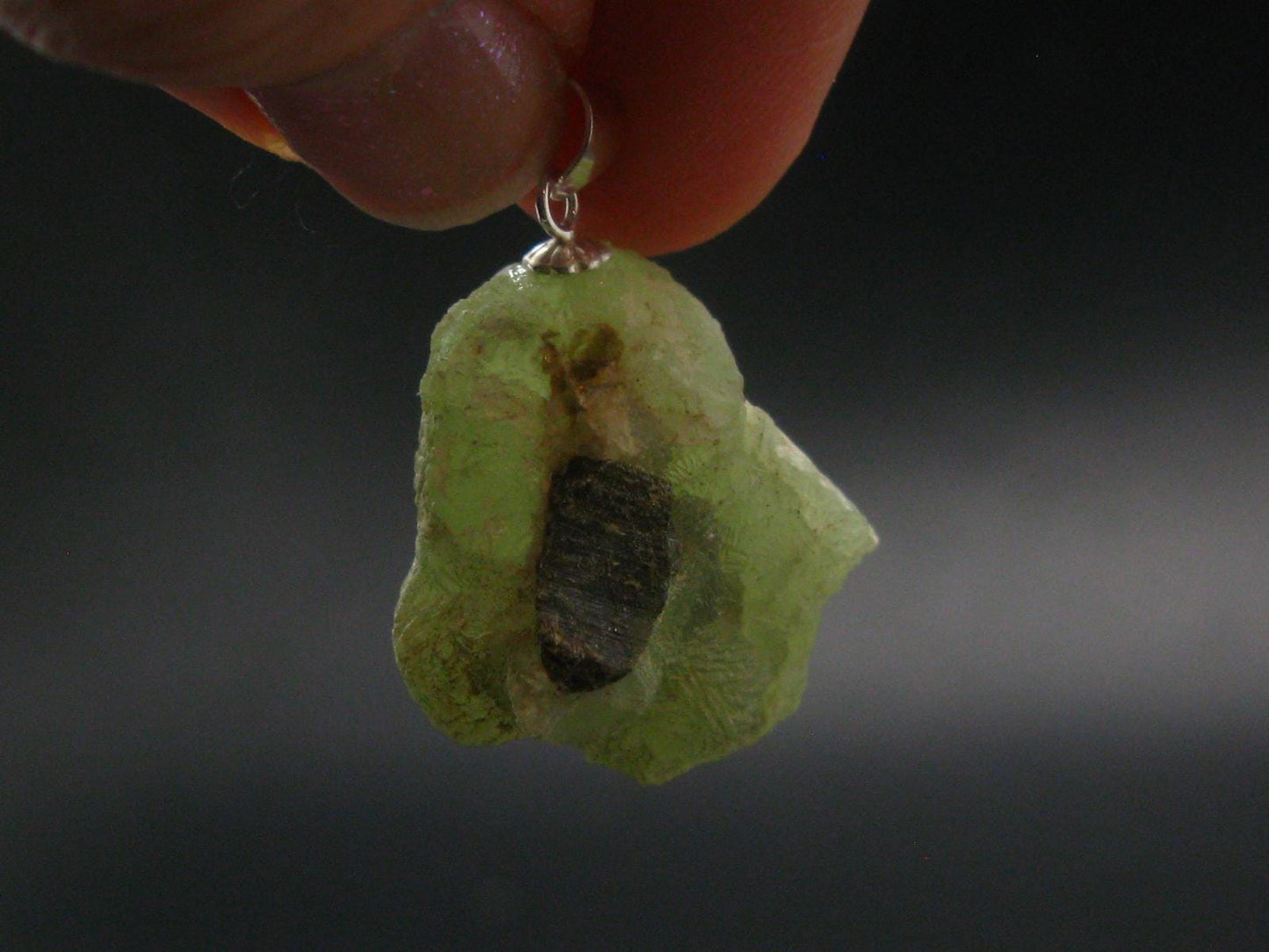 Complete Prehnite Sterling Silver Pendant from Mali - 1.2" - 9.52 Grams