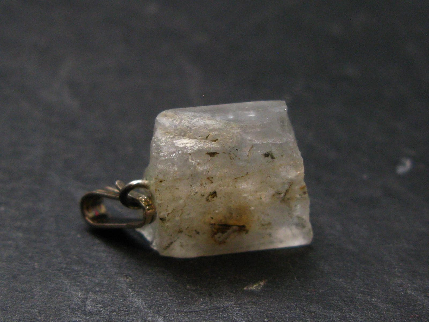 Rare Clear Natrolite Crystal Silver Pendant From Tanzania - 0.8" - 1.71 Grams