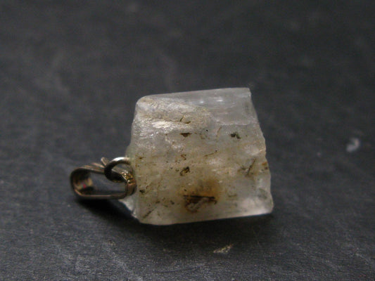 Rare Clear Natrolite Crystal Silver Pendant From Tanzania - 0.8" - 1.71 Grams