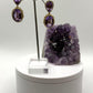 Bold Amethyst Statement Earrings – Double Drop Gold Plated with Pavé Halo - Weight 20.34 Grams