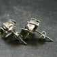 Moldavite & Herkimer Diamond Silver Stud Earrings - 0.7" - 2.64 Grams