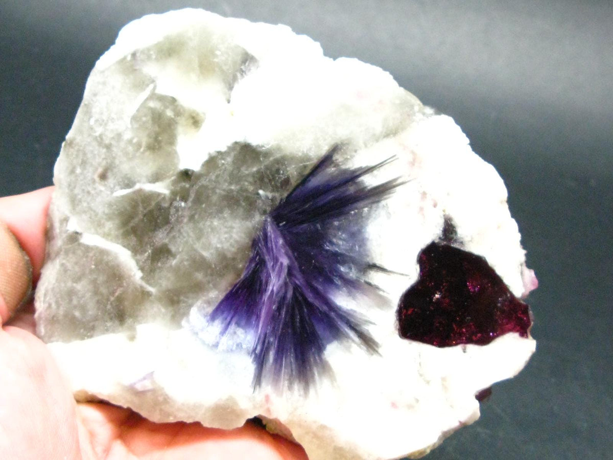 Stunning Tourmaline & Lepidolite in Quartz Slice From Russia - 4.6"