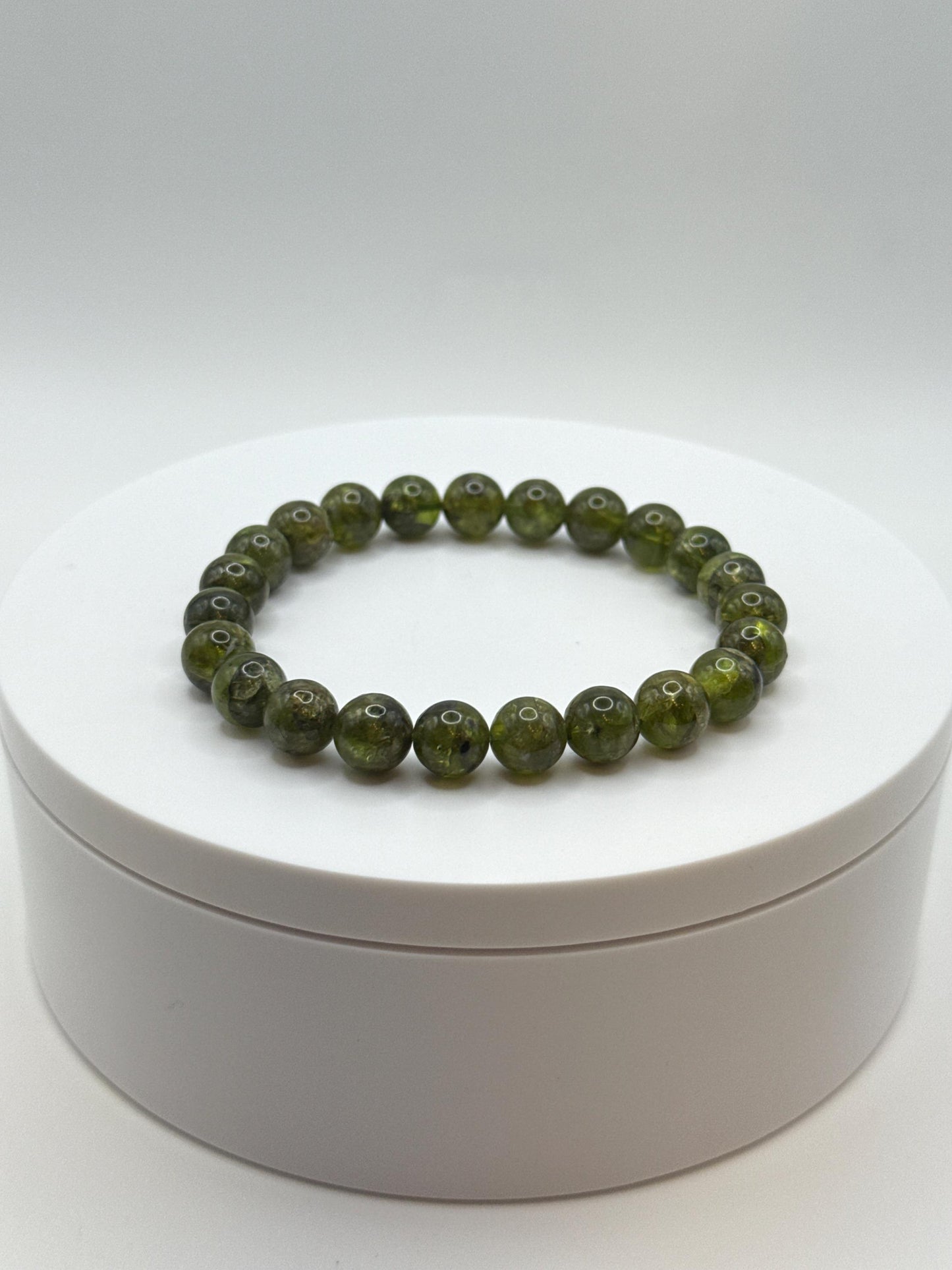 Natural Peridot Beaded Stretch Bracelet | August Birthstone Jewelry