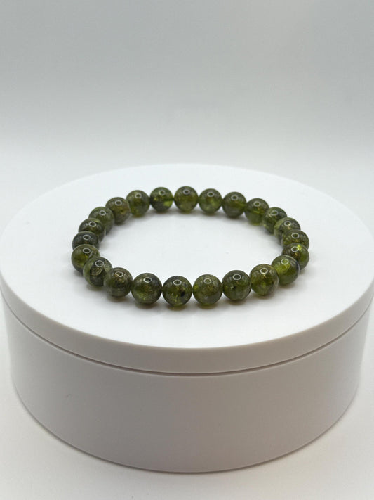 Natural Peridot Beaded Stretch Bracelet | August Birthstone Jewelry