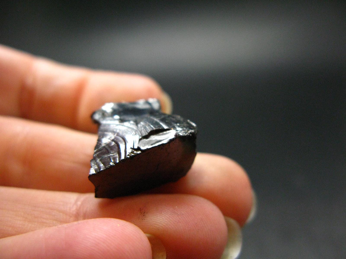 Unpolished Elite Shungite Silver Pendant from Russia - 0.9" - 3.06 Grams
