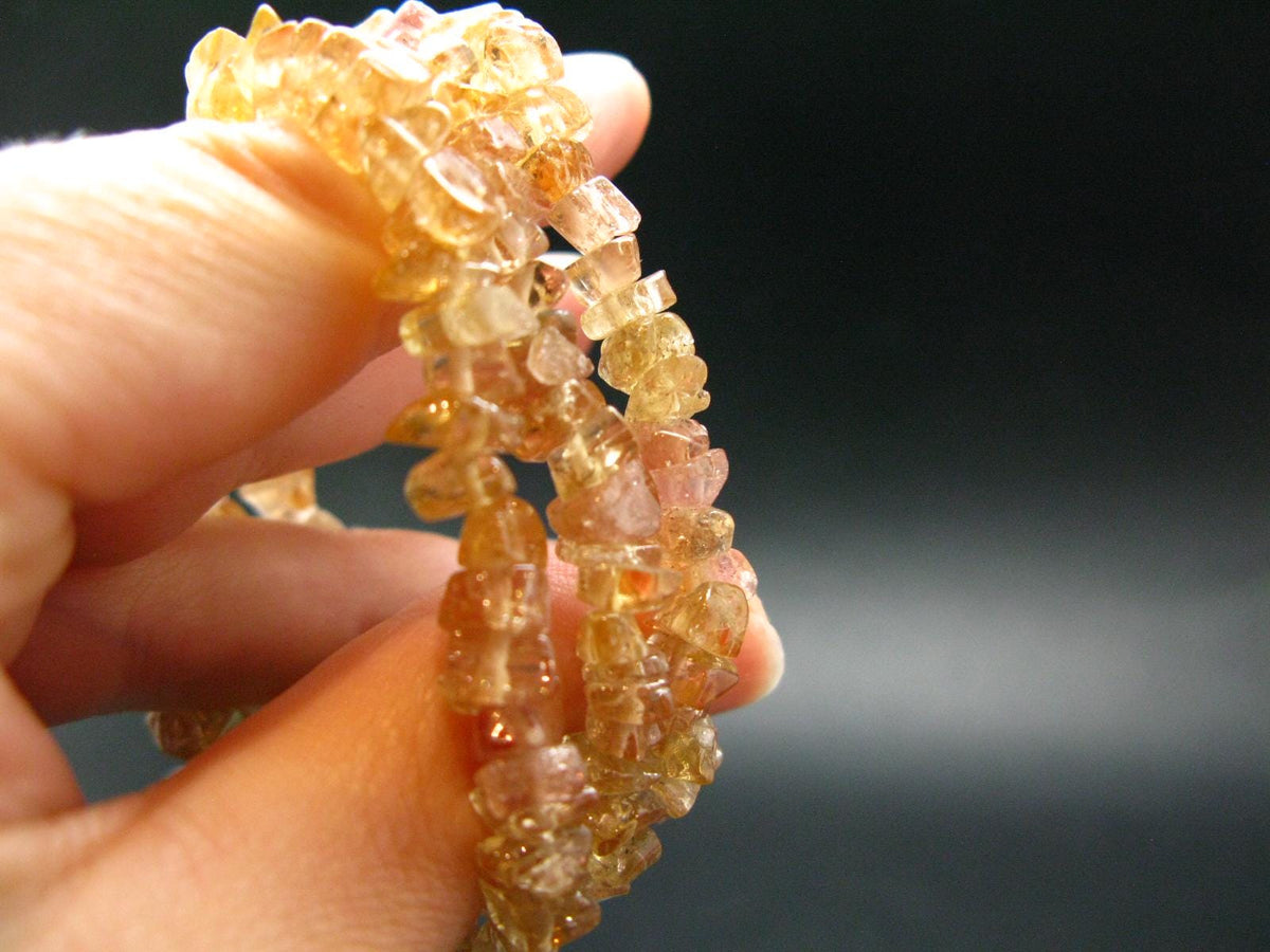 Extremely Rare Imperial Topaz Necklace From Brazil - 19" - 6 mm Polished Crystal Beads