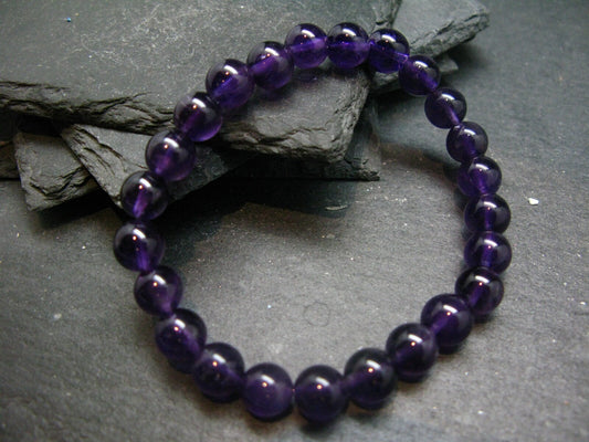 Amethyst Genuine Bracelet ~ 7 Inches ~ 8mm Round Beads