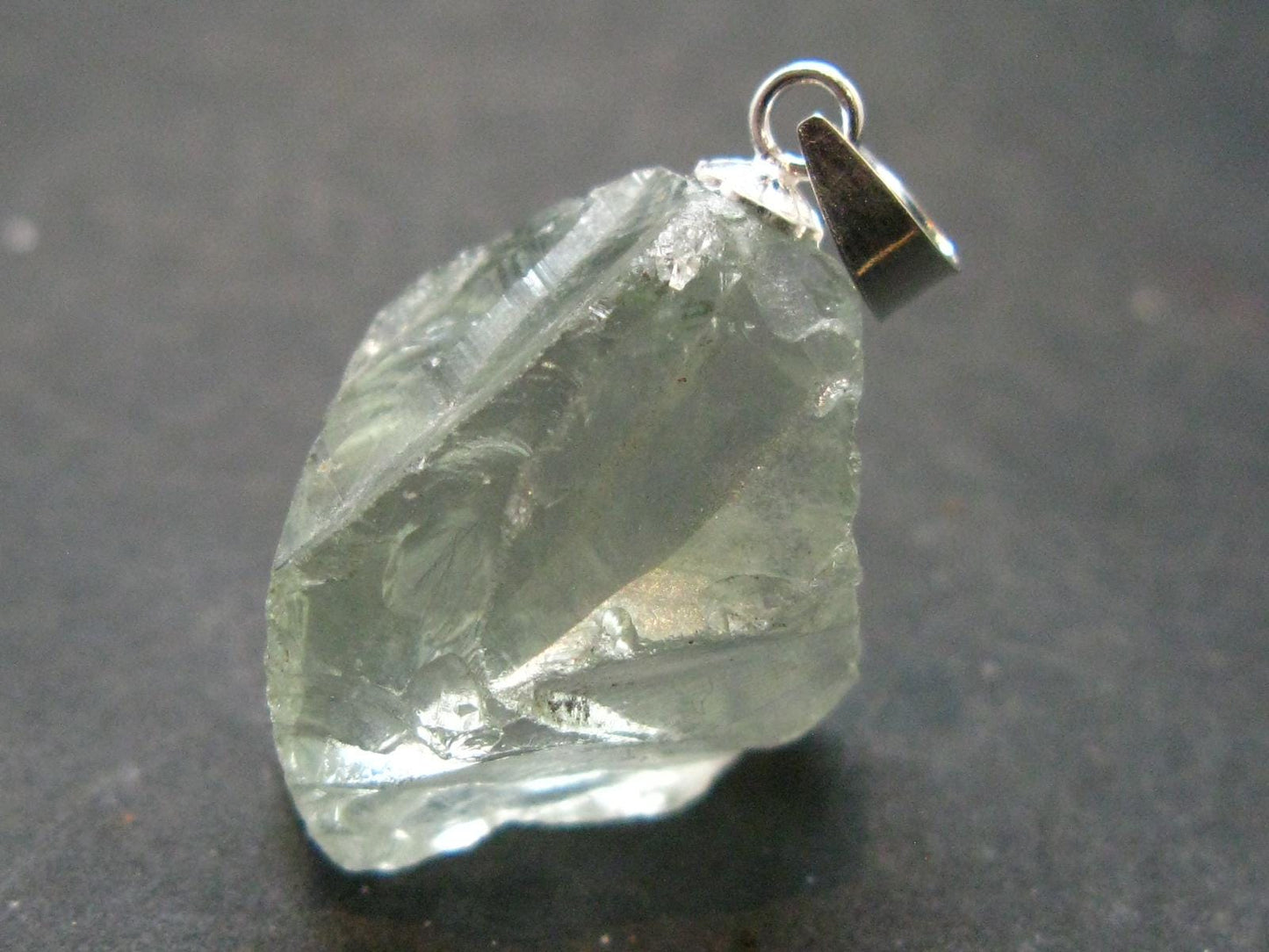 Nice Prasiolite Green Amethyst Sterling Silver Pendant - 1.1" - 24.75 Carats