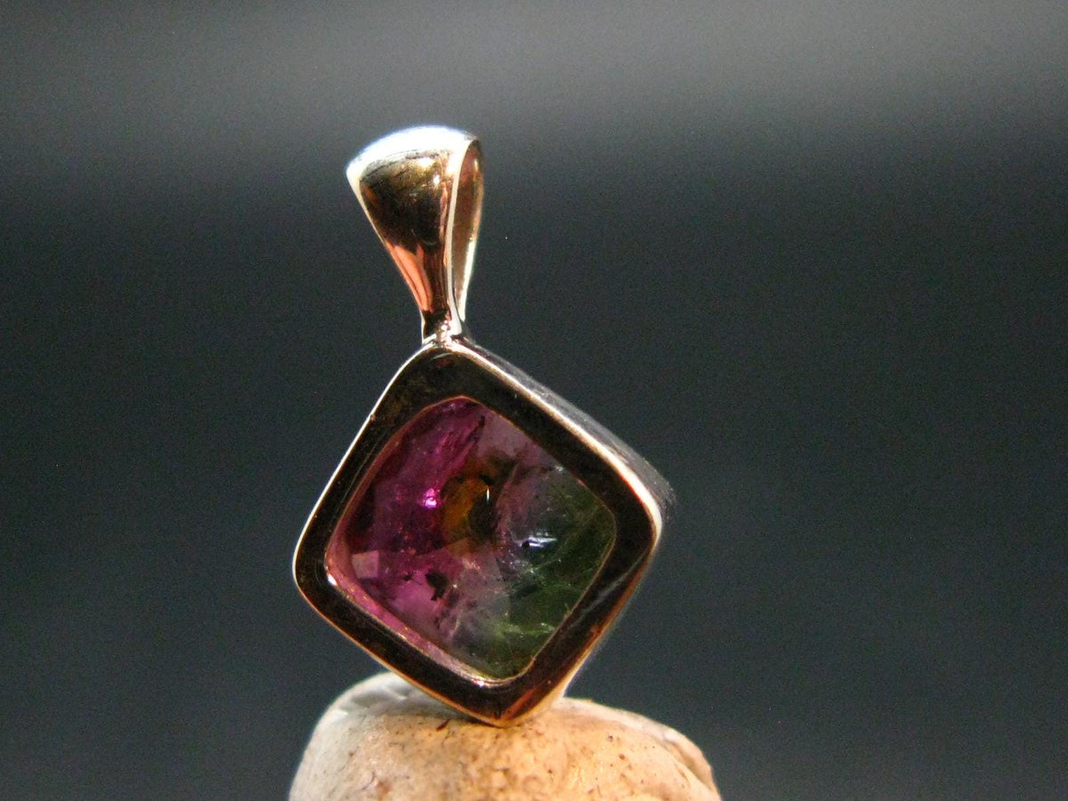 Gem Watermelon Tourmaline Crystal Silver Pendant From Brazil - 0.6" - 1.0 Grams