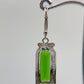 Green Helenite Emerald Cut Earrings – Halo Sterling Silver Dangle Earrings