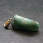 Natural Emerald Tumbled Stone Silver Pendant from Brazil - 1.1" - 4.29 Grams