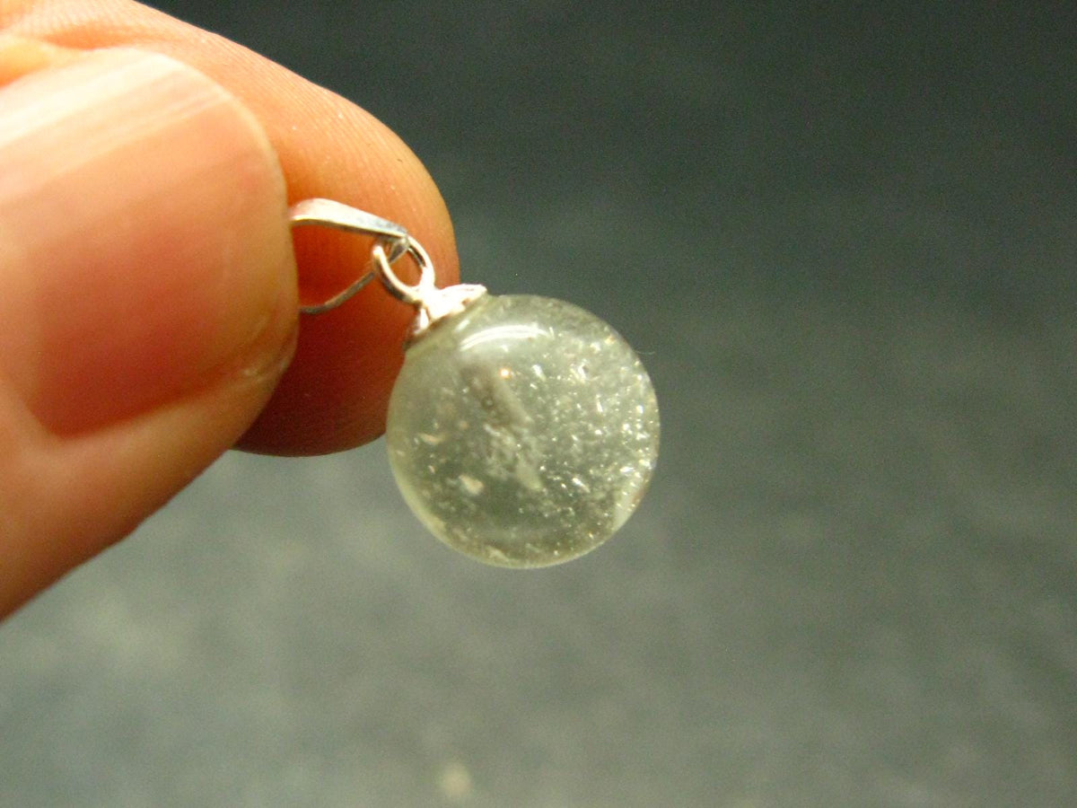 Gem Libyan Desert Glass Tektite Pendant Sterling Silver from Libya - 0.7" - 1.32 Grams