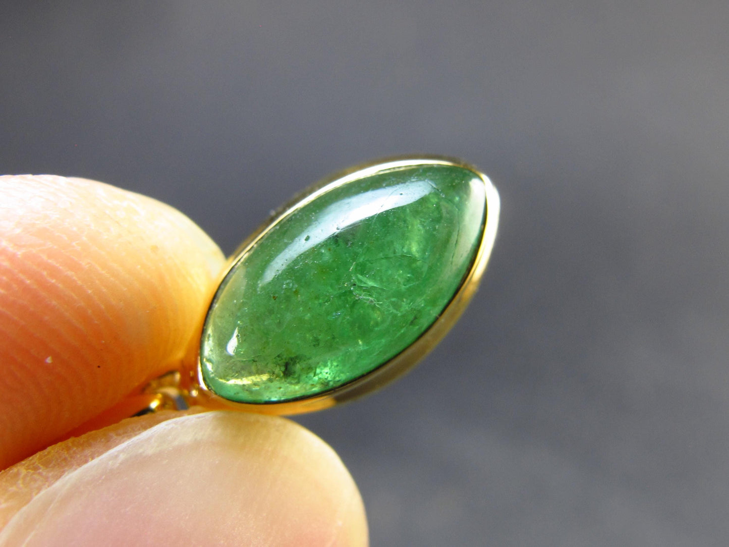 Tsavorite Green Garnet Gold Plated Silver Pendant from Tanzania - 0.8" - 1.68 Grams
