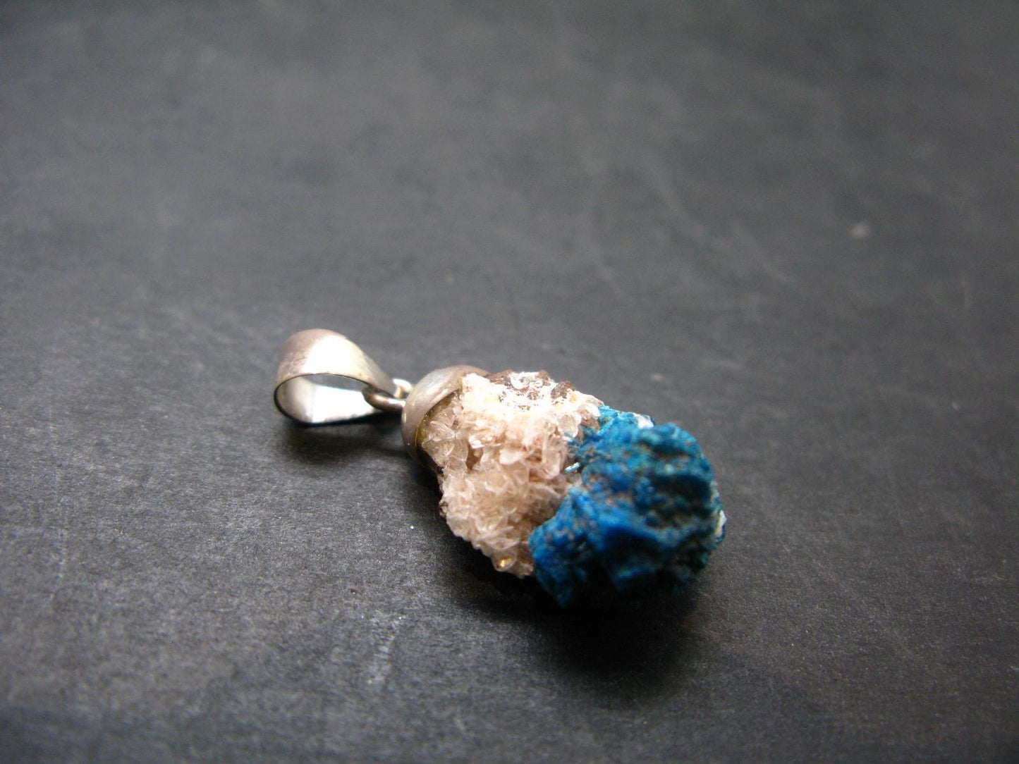 Cavansite Crystal Pendant In Sterling Silver From India - 1.2"