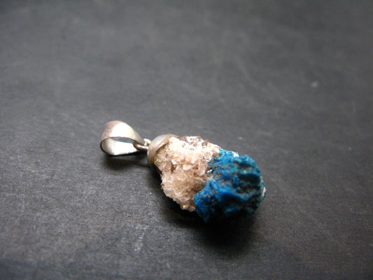 Cavansite Crystal Pendant In Sterling Silver From India - 1.2"