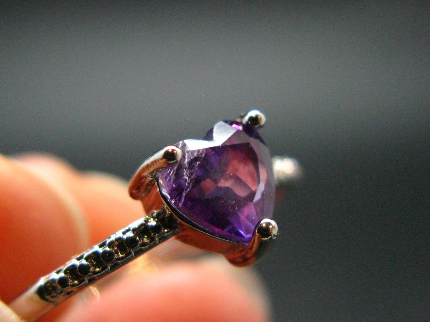 Natural Faceted Rich Purple Color Amethyst Ring - 1.23 Grams - Size adjustable