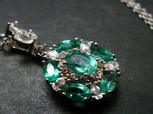 Emerald Silver Pendant W/Chain From Colombia - 3.42 Grams Total