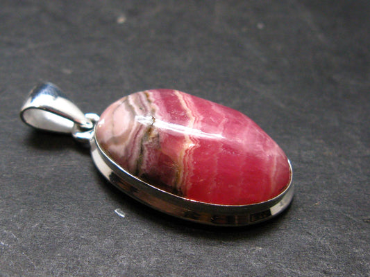 Rhodochrosite Silver Plated Pendant From Argentina - 1.4" - 7.87 Grams