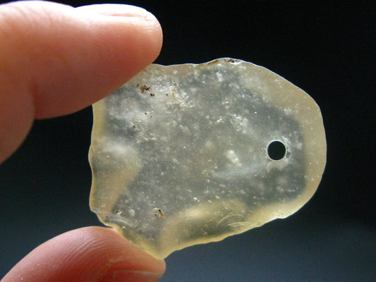 Gem Libyan Desert Glass Tektite Free Form Pendant From Libya - 1.1" - 6.03 Grams