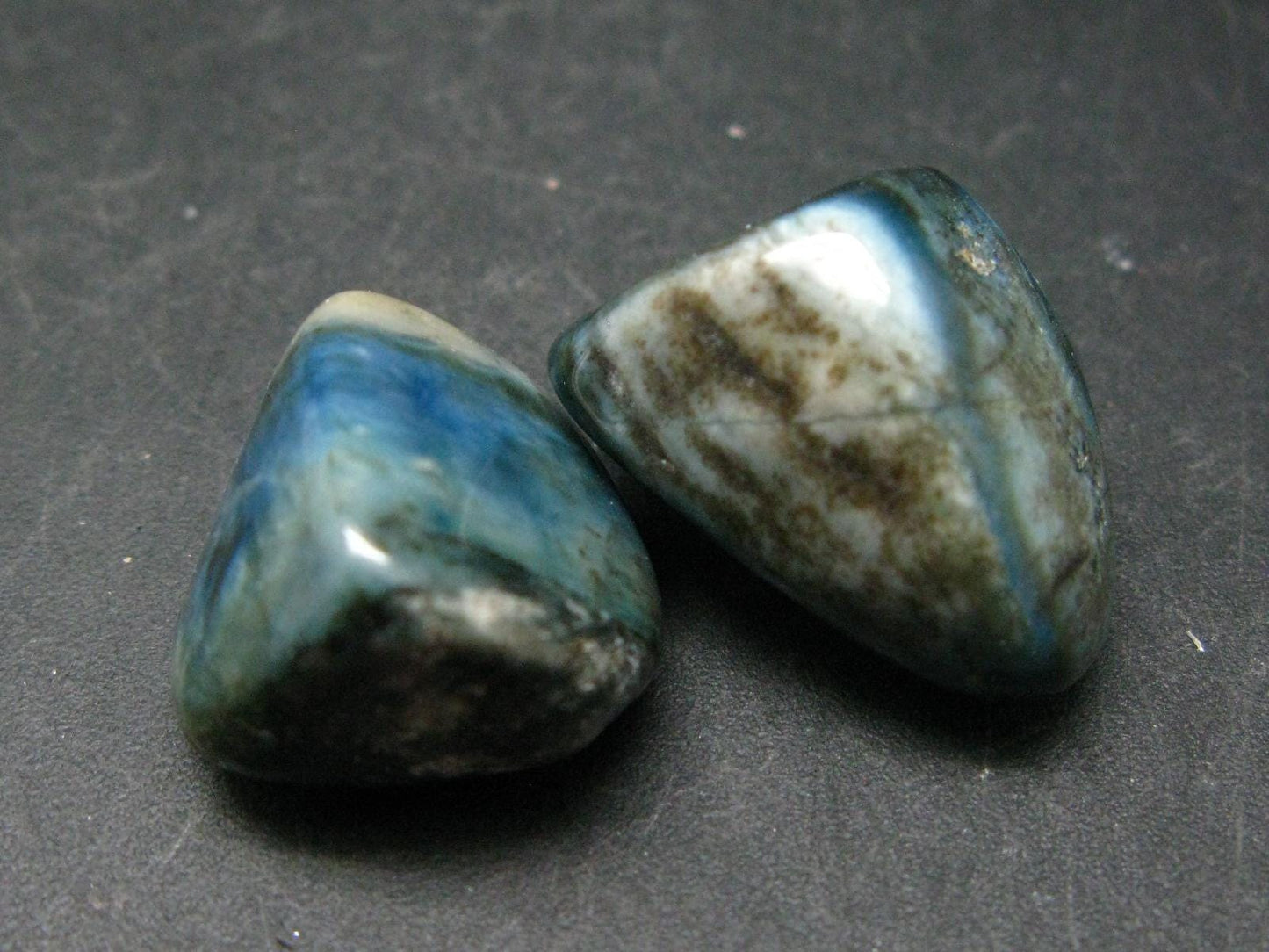 Lot of 2 Very Rare Dianite (Blue Jade) Tumbled Stones From Russia