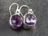 Natural Raw Gemmy Amethyst Crystal Sterling Silver Dangle Shepherd Hook Earrings From Mozambique - 1.0" - 3.2 Grams
