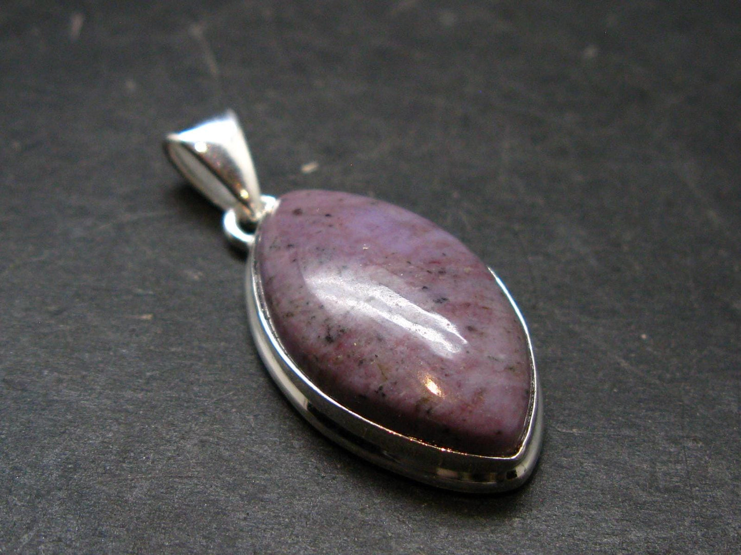 Purple Jade Silver Plated Pendant From Turkey - 1.5" - 6.58 Grams