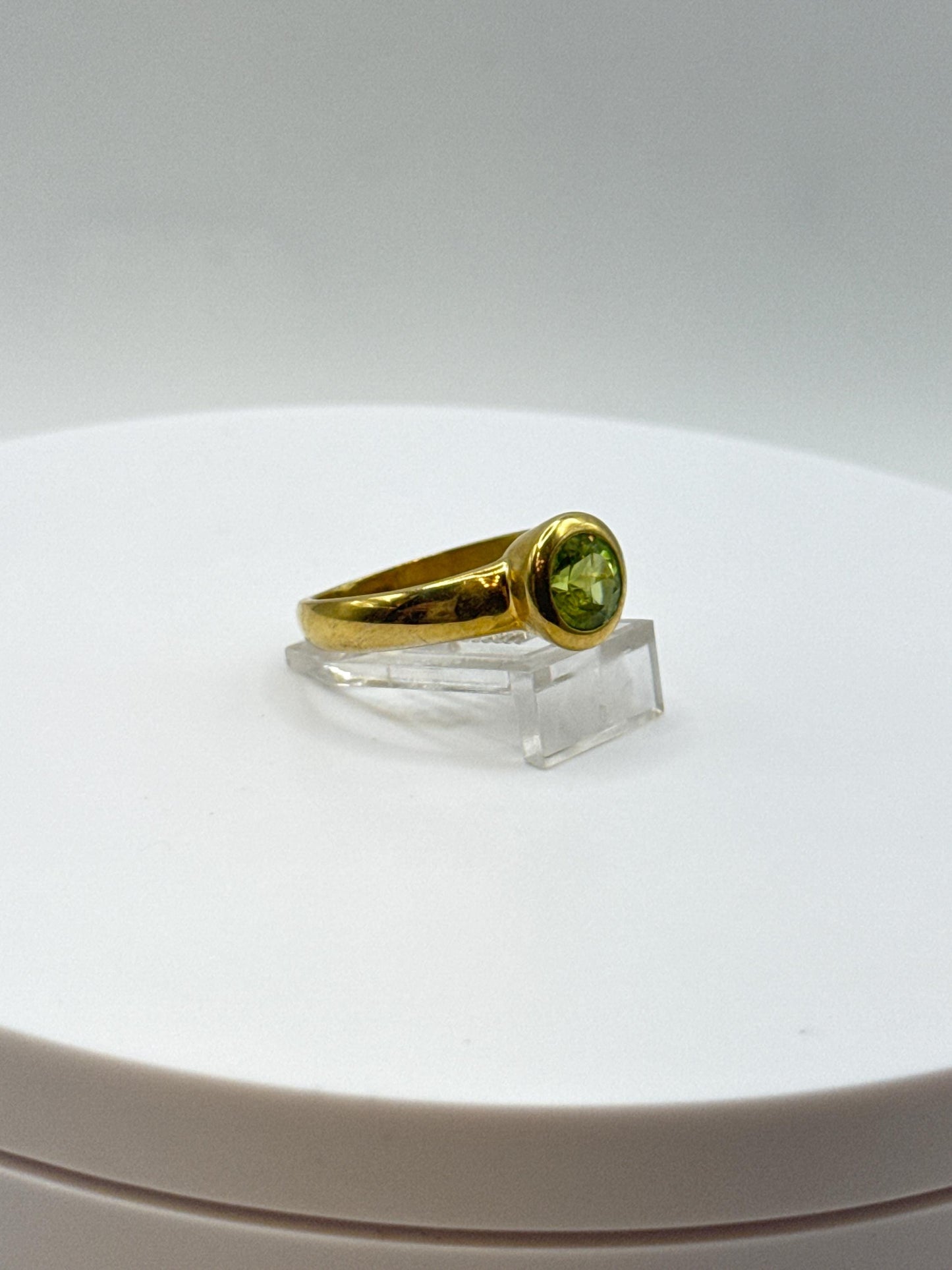 Peridot Ring | Gold Plated Sterling Silver, August Birthstone, Size 8