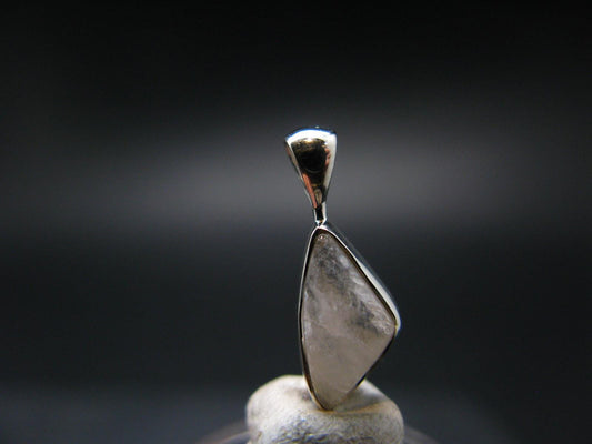 Raw Rare Natrolite Crystal Silver Pendant From Russia - 0.7" - 0.81 Grams